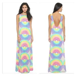 Mara Hoffman Electrolight Stone Maxi Dress M Rainbow low back $450 Free People